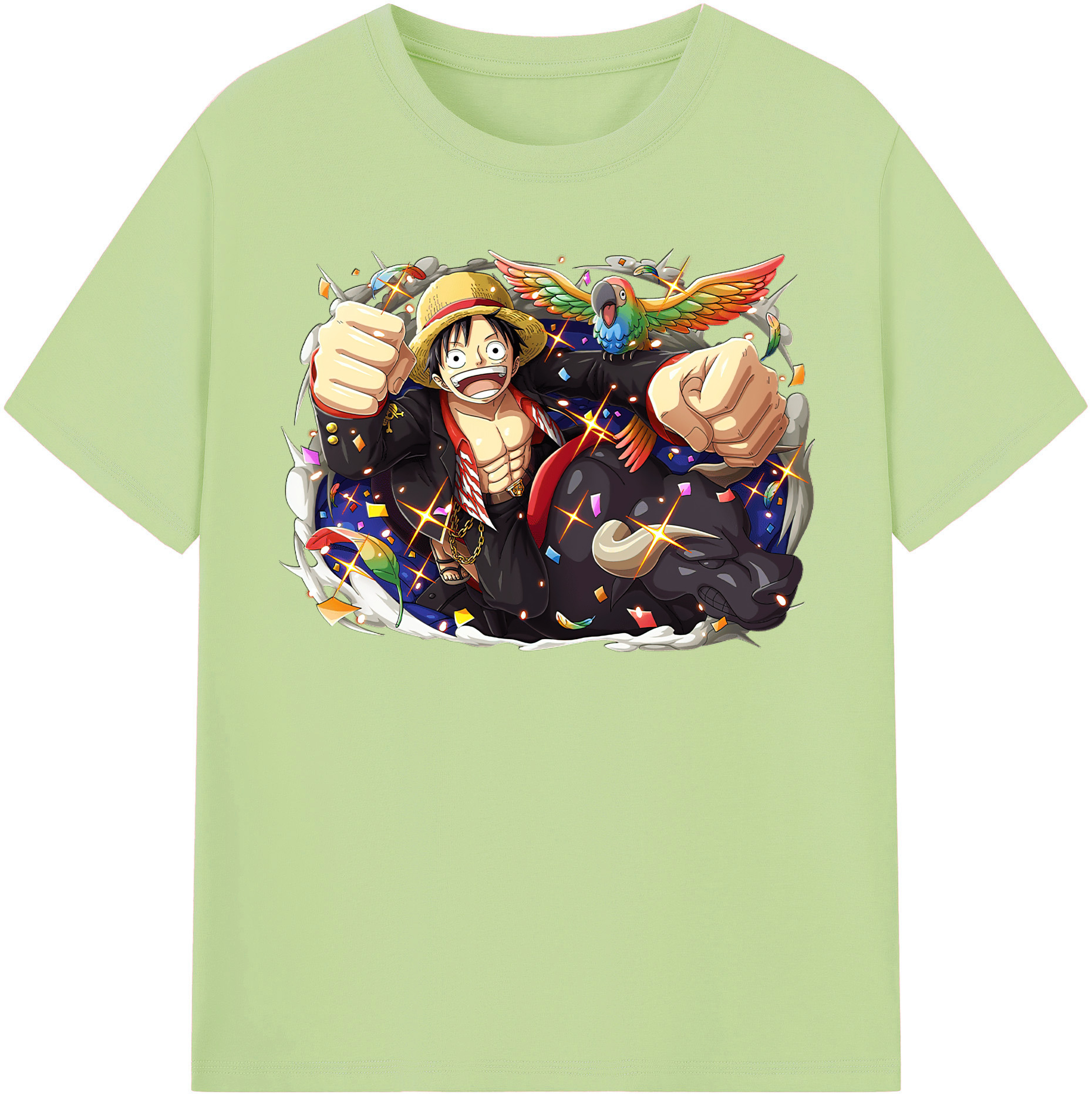 ワンピース モンキー・D・ルフィ ONE PIECE Monkey D. Luffy 綿100％半袖Tシャツ（フロントプリント）